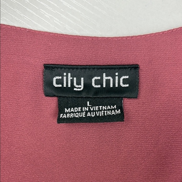 City Chic Shibara Vibes Surplice V-Neck Wrap Crepe Tunic Blouse Mauve Purple 20 - Picture 9 of 10